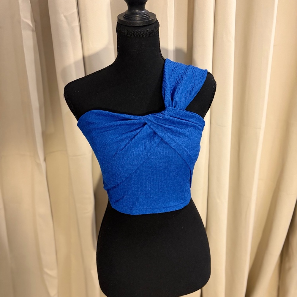 SHEIN Royal Blue One-Shoulder Crop Top